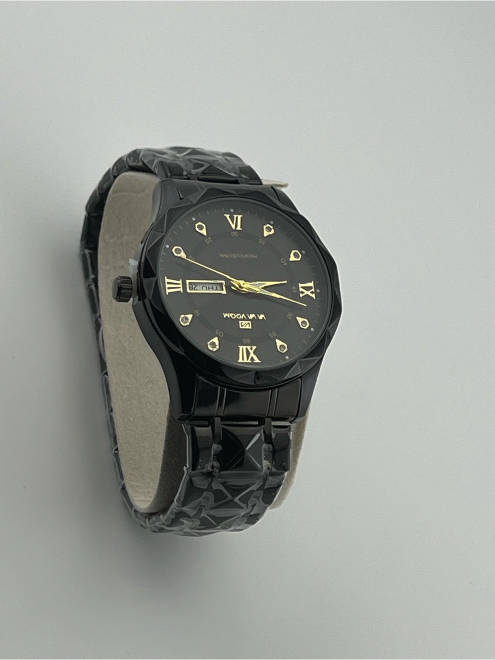 Va Va Voom Black and Gold Men's Dress Watch